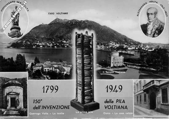 Cartolina commemorativa 150° anniversario invenzione pila